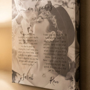 Our Vows Newlyweds Wedding Vows Photo Faux Canvas Print