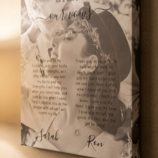 Our Vows Newlyweds Wedding Vows Photo Faux Canvas Print