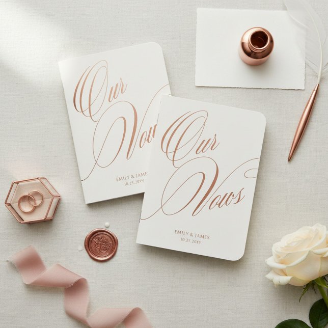 Our Vows Rose Gold Foil Personalized Wedding Vow Books (Creator Uploaded)