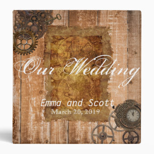 Our Wedding Album Binder Steampunk Vintage Wood