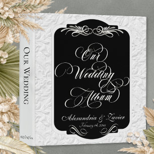 Our Wedding Album Monogram - Black/Silver 3 Ring Binder