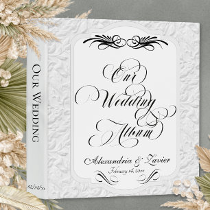 Our Wedding Album Monogram - White/Black 3 Ring Binder
