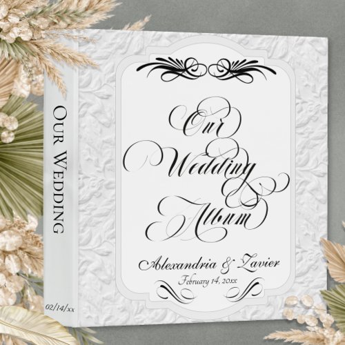 Our Wedding Album Monogram - White/Black 3 Ring Binder
