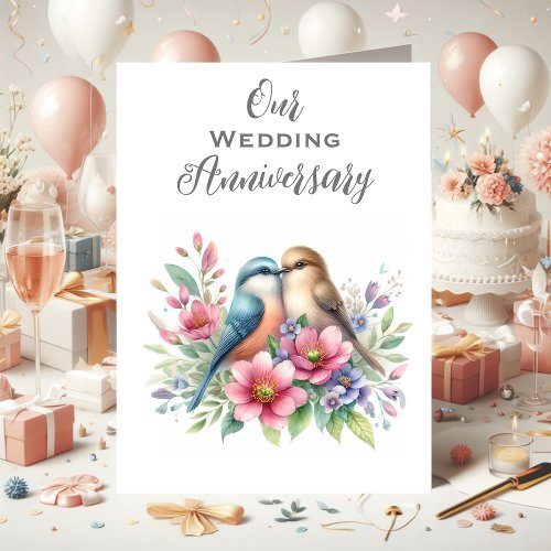 Our Wedding Anniversary Love Birds Thank You Card