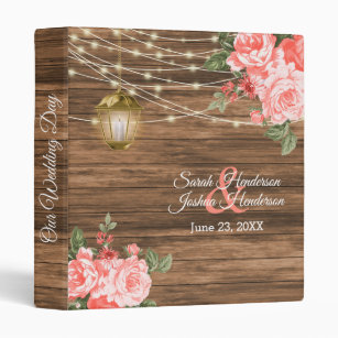 Our Wedding   Barnwood, Lantern and Coral Floral 3 Ring Binder