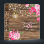 Our Wedding | Barnwood, Lantern & Pink Floral 3 Ring Binder<br><div class="desc">Wedding Photo Album or Planner featured in a rustic wood background with beautiful pink rose and tulip flowers, a glowing lantern and trendy string lights ready for you to personalize. ⭐This Product is 100% Customizable. Graphics and / or text can be added, deleted, moved, resized, changed around, rotated, etc... 99%...</div>
