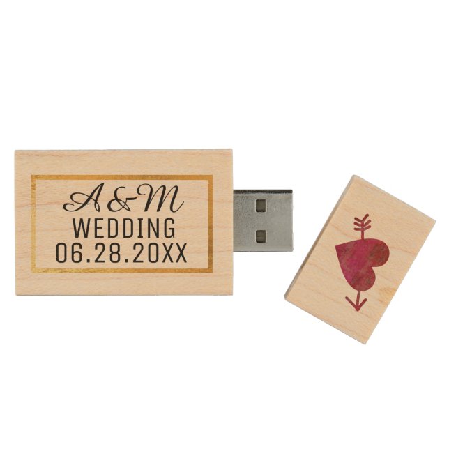 our wedding best photos wood USB flash drive (Opened)