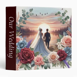 Our Wedding Bride and Groom at Sunset 3 Ring Binder