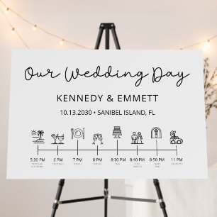 Our Wedding Day Beach Wedding Timeline Foam Board