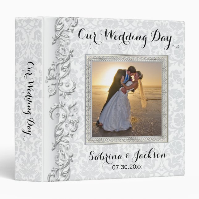 Our Wedding Day | Beautiful Damask 3 Ring Binder (Front/Spine)