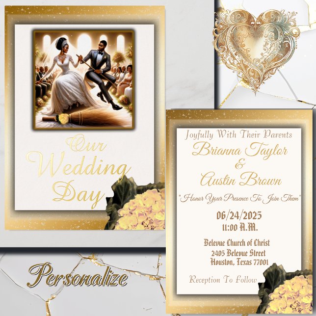 Our Wedding Day Bliss Elegant Wedding Foil Invitation (Our Wedding Day Bliss. Personalize For Your Special For Your Special Day.)