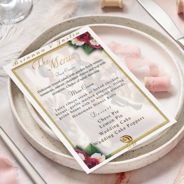 Our Wedding Day Bliss Floral Elegant Wedding Menu (Creator Uploaded)