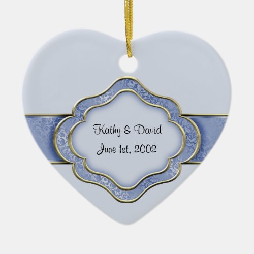 Our Wedding Day Blue Ceramic Ornament