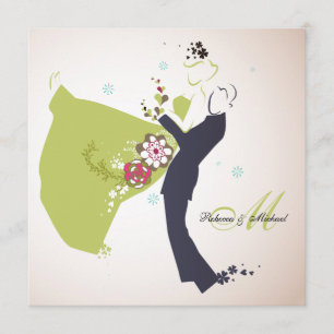 Our Wedding Day - Bride & Groom with Monogram Invitation