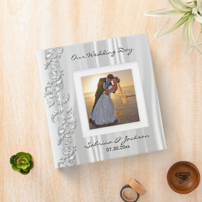 Our Wedding Day | Elegant White Satin Binder (In Situ)