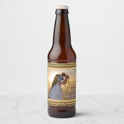 Our Wedding Day _ Gold  _ DIY Photo Beer Bottle Label