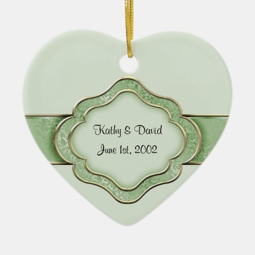 Our Wedding Day Green Ceramic Ornament