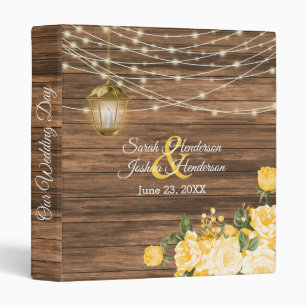 Our Wedding Day   , Lantern & Yellow Floral  3 Ring Binder