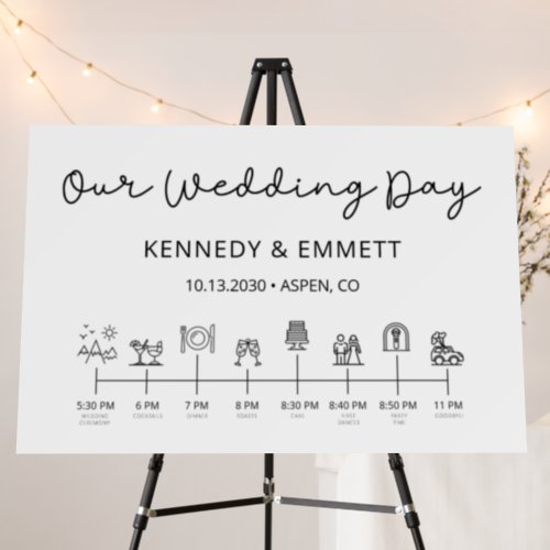 Our Wedding Day Mountain Wedding Timeline Foam Board