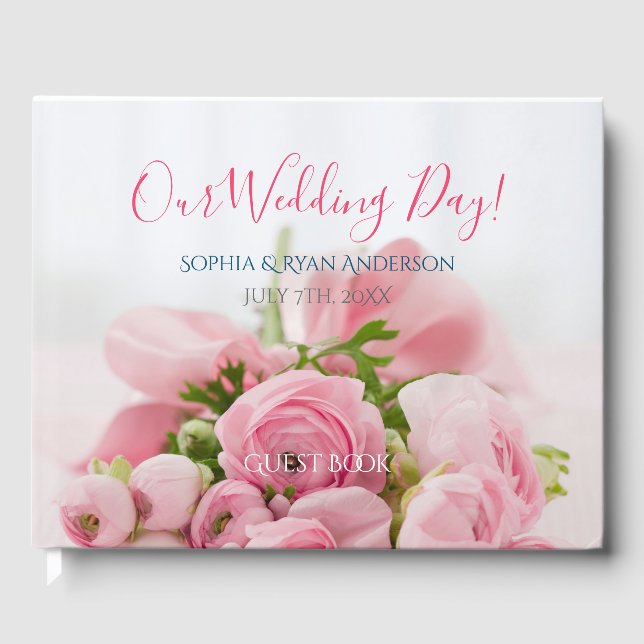 Our Wedding Day, Names & Date, Flowers, DIY Photo Guest Book (Front)