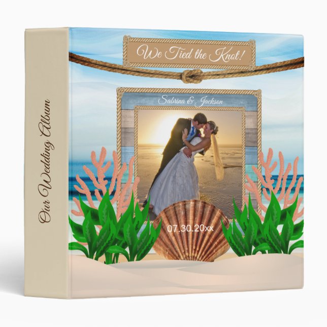 Our Wedding Day on the Beach 3 Ring Binder (Front/Spine)