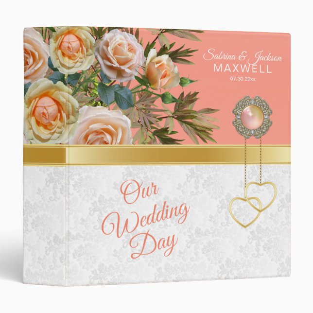 Our Wedding Day | Peach and White 3 Ring Binder (Front/Spine)