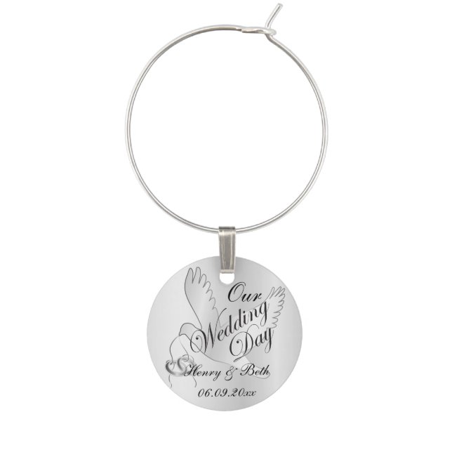 Our Wedding Day | Personalized Wine Charm (Front)