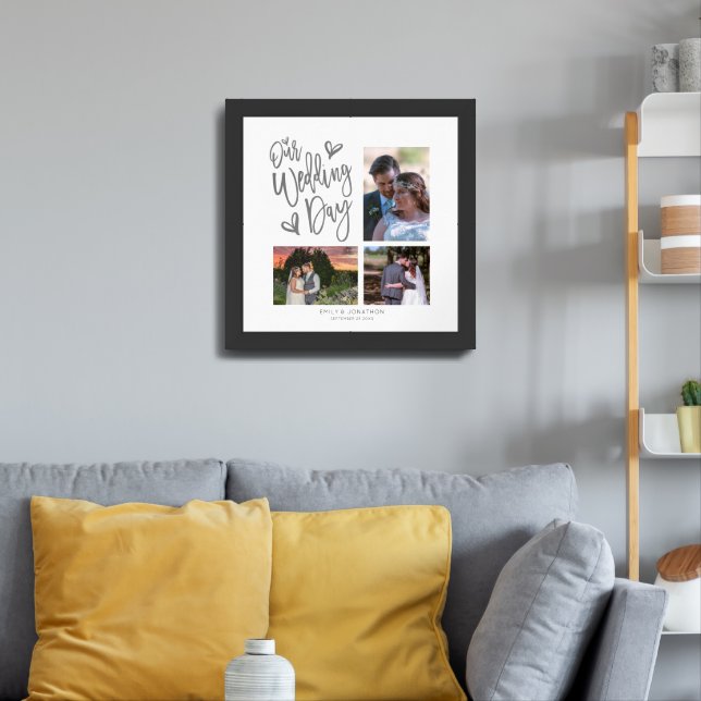 Our Wedding Day Script Photo Collage  Framed Art (Living Room 3)