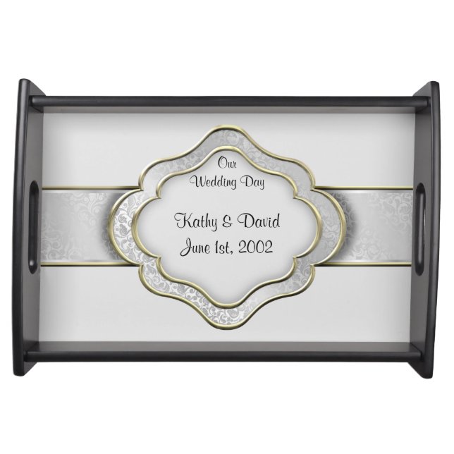 Our Wedding Day (Silver) Serving Tray (Front)
