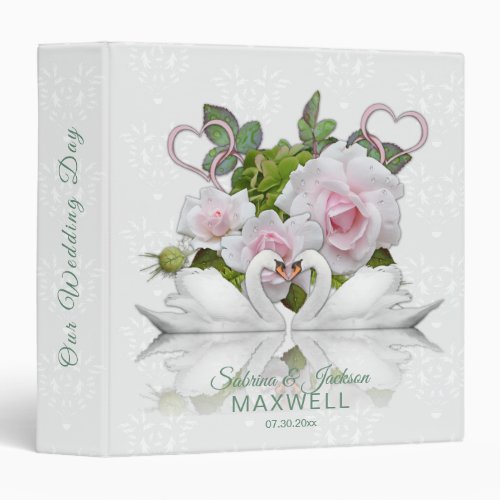 Our Wedding Day   Two Beautiful Swans 3 Ring Binder