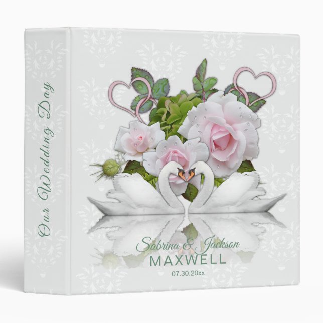 Our Wedding Day |  Two Beautiful Swans 3 Ring Binder (Front/Spine)