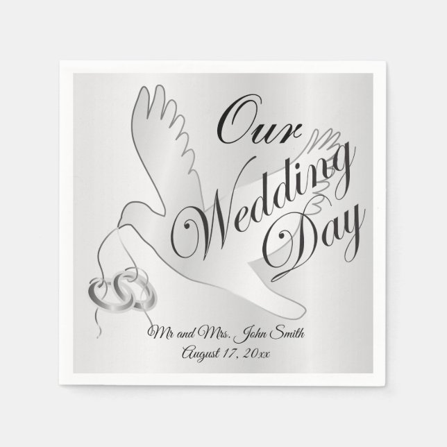Our Wedding Day - Wedding Doves Napkins (Front)