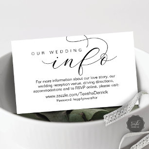 Our Wedding Details and Website, Modern Minimal Enclosure Card