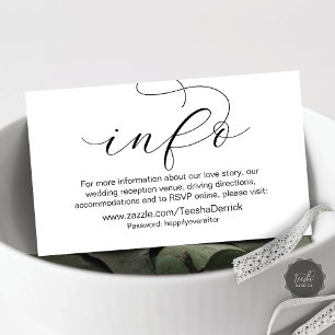 Our Wedding Details and Website, Modern Minimal Enclosure Card