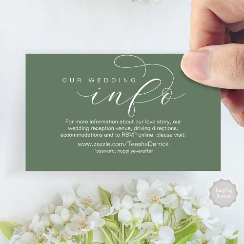 Our Wedding Details and Website Modern Minimal Enclosure Card