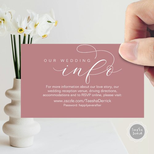 Our Wedding Details and Website Modern Minimal Enclosure Card