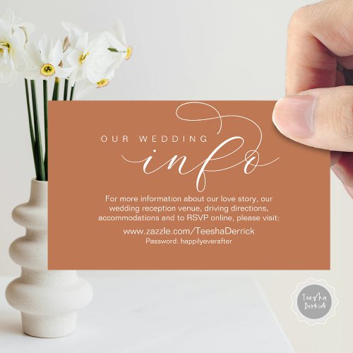 Our Wedding Details and Website Modern Minimal Enclosure Card