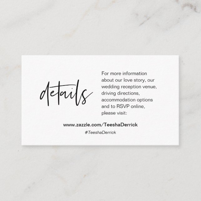 Our wedding details, Modern Calligraphy Enclosure Card (Front)