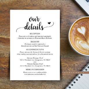 Our Wedding Details, Rustic Script Enclosure Card