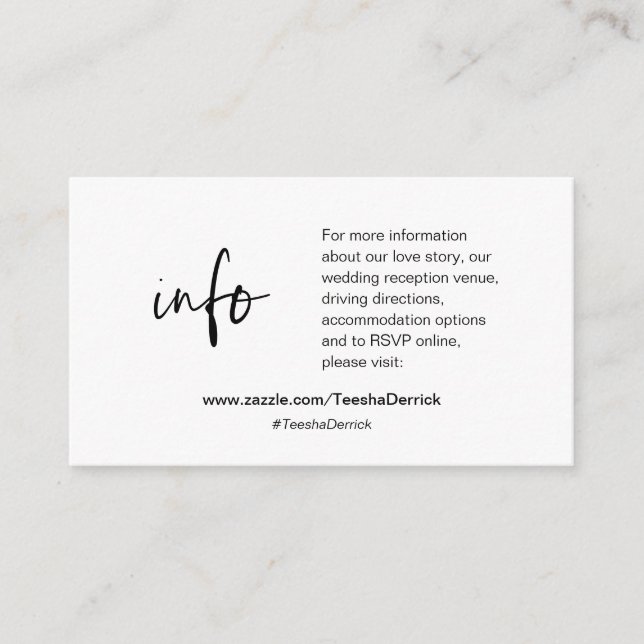 Our wedding details, website, RSVP, Enclosure Card (Front)