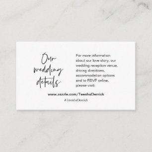 Our wedding details, website, RSVP, Enclosure Card