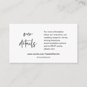 Our wedding details, website, RSVP, Enclosure Card