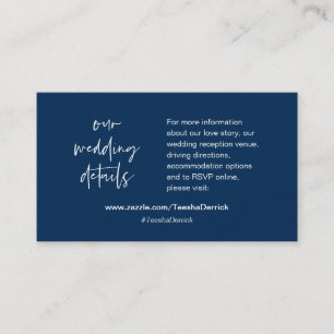 Our wedding details, website, RSVP, Navy Blue Enclosure Card
