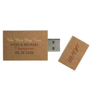 our wedding event picture memories wood USB flash drive