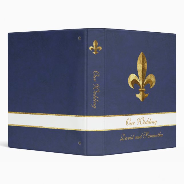 Our Wedding Fleur-de-lis 3 Ring Binder (Background)