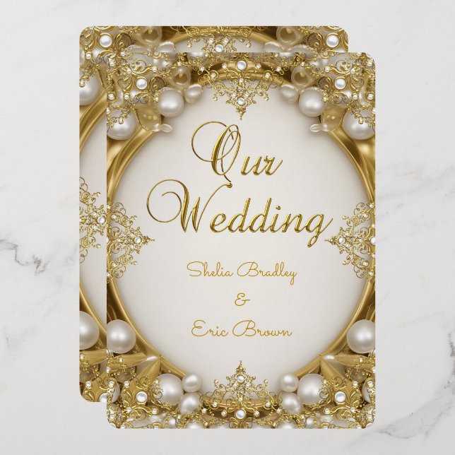 Our Wedding Foil Invitation (Front/Back)