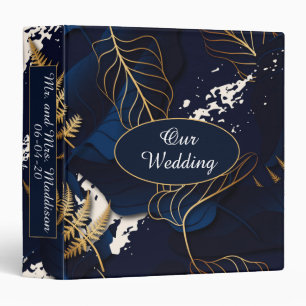 Our Wedding Gold Foil Tropical leaves 3 Ring Binder