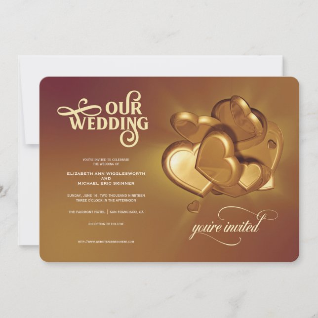 Our Wedding Gold Invitation (Front)