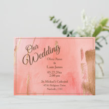 Our Wedding Gold Pink Peach Watercolor Wedding