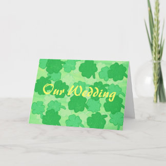 Our wedding, green shamrocks invitations, template
